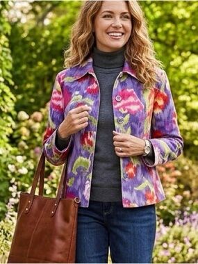 Coldwater Creek | Floral Print Blazer - 100% Cotton - Colorful